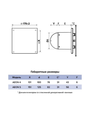 Вентилятор накладной AEON D125 обр.клапан MRH DICITI